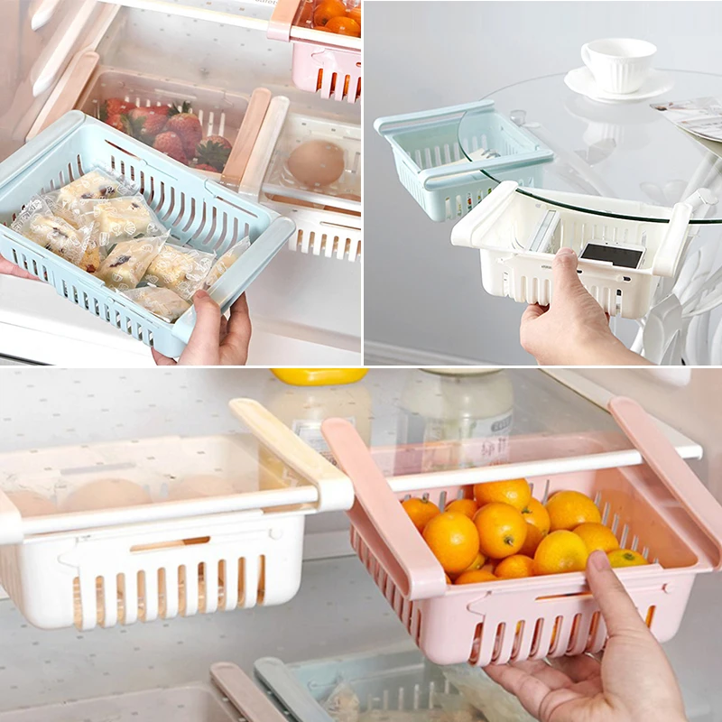 

Stretchable Fridge Organizer Fresh Spacer Layer Storage Rack Adjustable Refrigerator Drawer Basket Pull-out Fridge Drawers