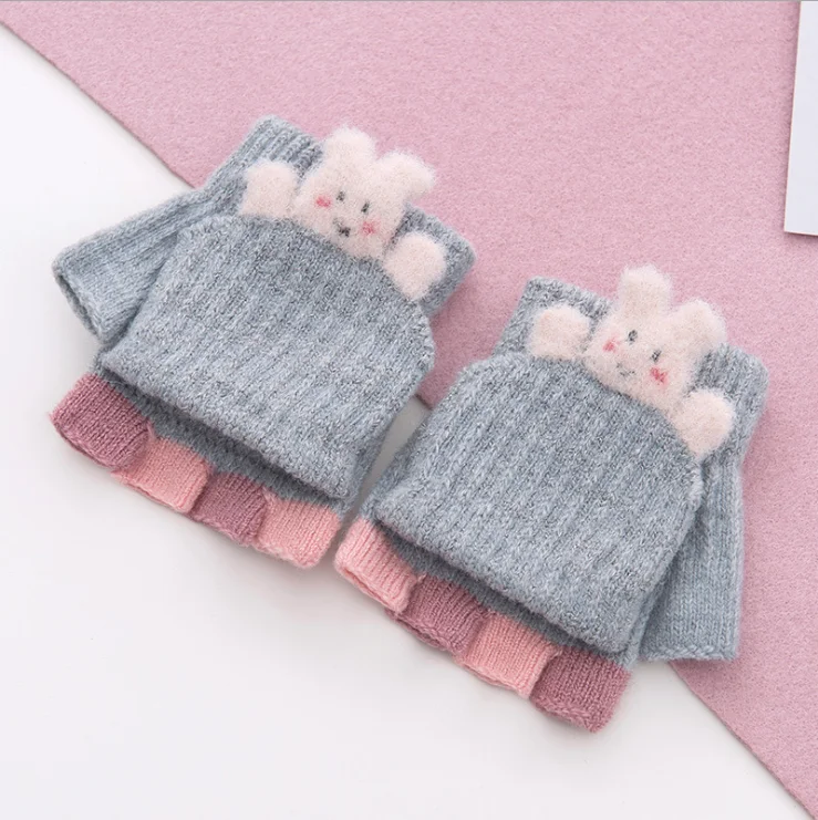 Grey gloves Детские перчатки зимние Утепленные перчатки для мальчиков милые уличные детские перчатки с рисунком для девочек от 1 до 3 лет - Цвет: Grey gloves