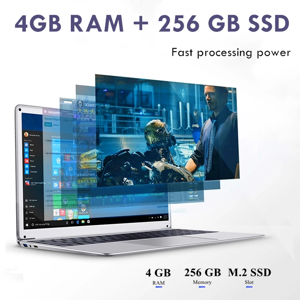 LHMZNIY Student Laptop 15.6 Inch Intel Quad Core 4GB RAM Netbook 1080P Windows 10 Notebook with WiFi Bluetooth Webcam