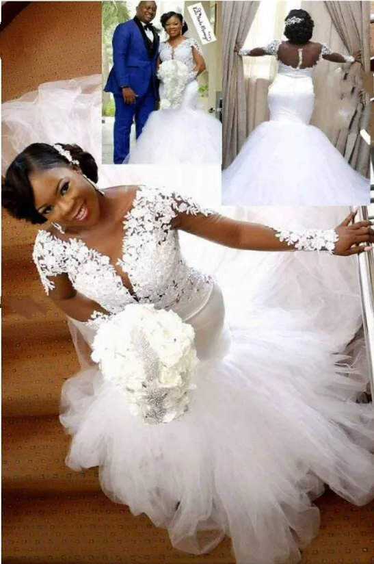 

gelinlik Long Bridal Dresses Full Sleeves robe de mariee 2019 vestido de noiva Applique Beading Wedding Dress Mermaid trouwjurk