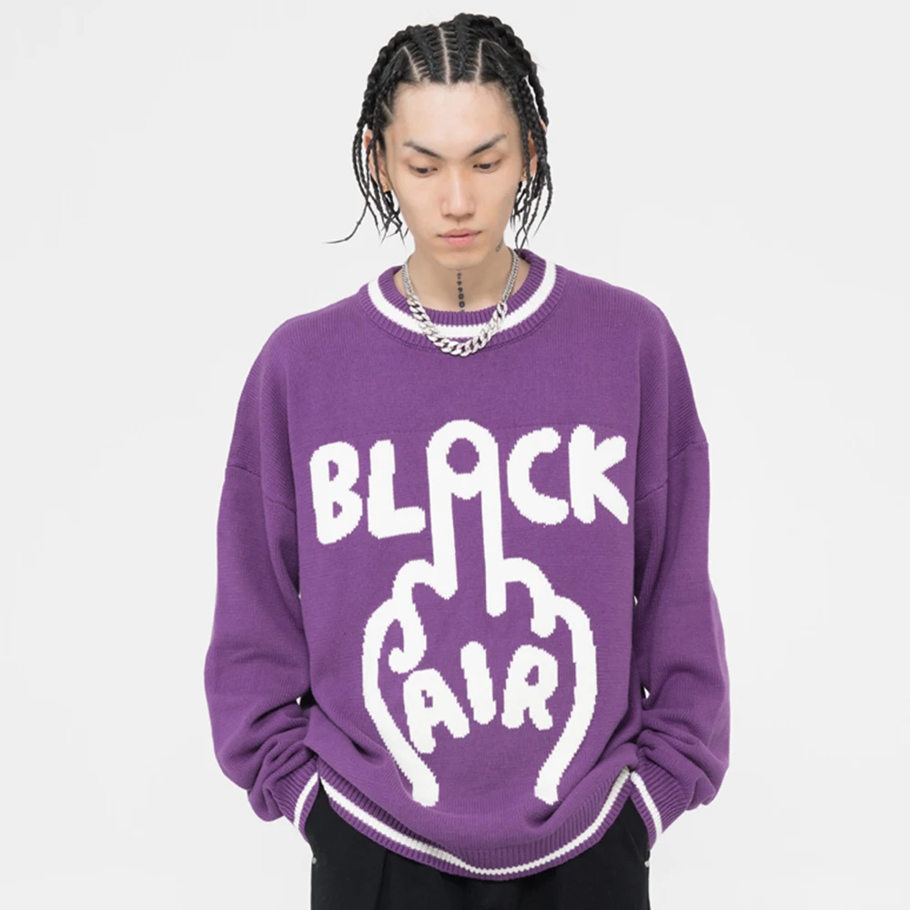 2021 Winter Fashion Oversized Sweater Hip Hop Streetwear Long Sleeve Goth Men Clothing Harajuku Gothic Mens Clothes Y2k Sweaters | Мужская