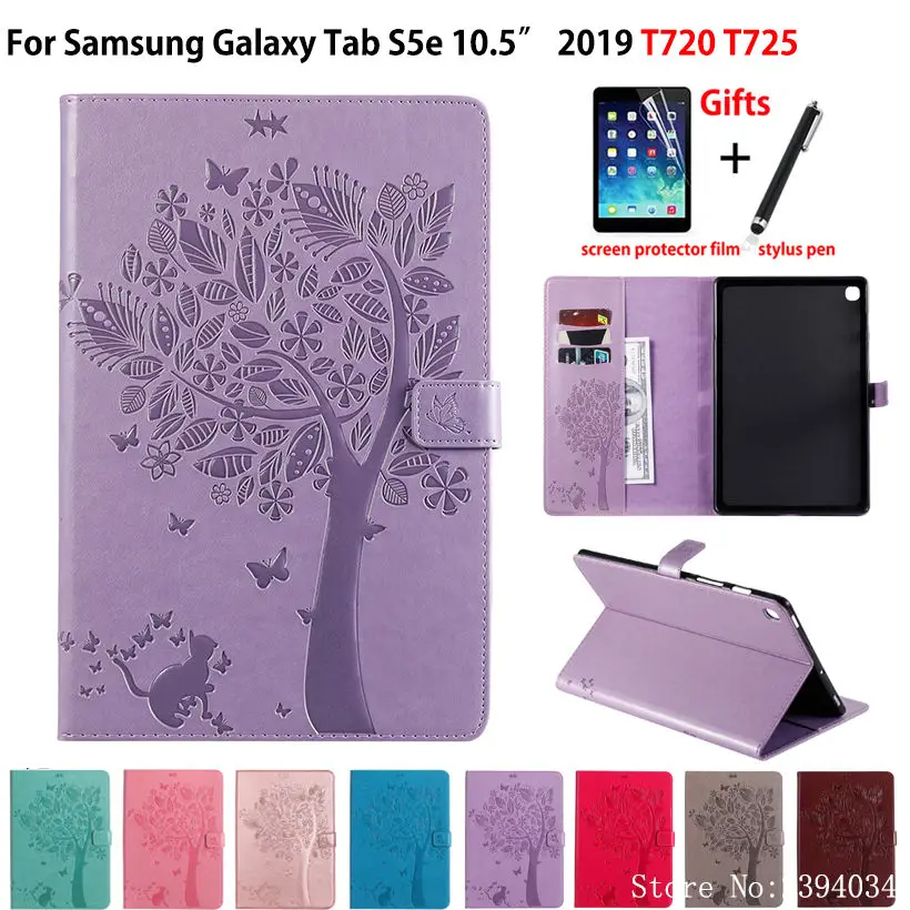 Custodia Per Samsung Galaxy Tab S5E 10.5 2019 Sm-T725 T720 Smart Cover Funda Tablet Cat Tree Pattern Flip Stand Shell + Regalo