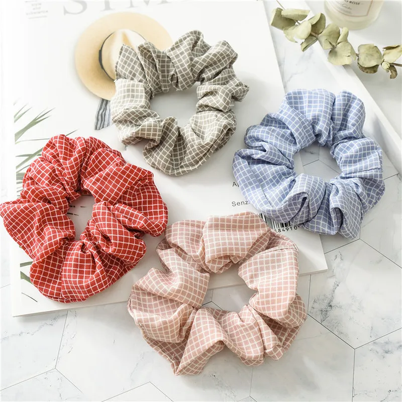 

Women Plaid Hair Scrunchies Girls Hair rope Ties Elastic Hair Bands Korean Hair Accessories Ponytail Holder
