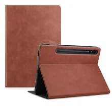 Coque de protection en cuir PU pour tablette Samsung Galaxy TAB S7 Plus, avec support pliable, à manches rabattables, pour Samsung S6 Lite