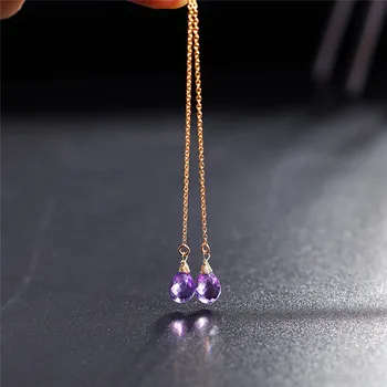 

DMCBS023 14K Gold Injection Amethyst Long Earrings Girlfriend Girlfriend Earrings Genuine Earrings