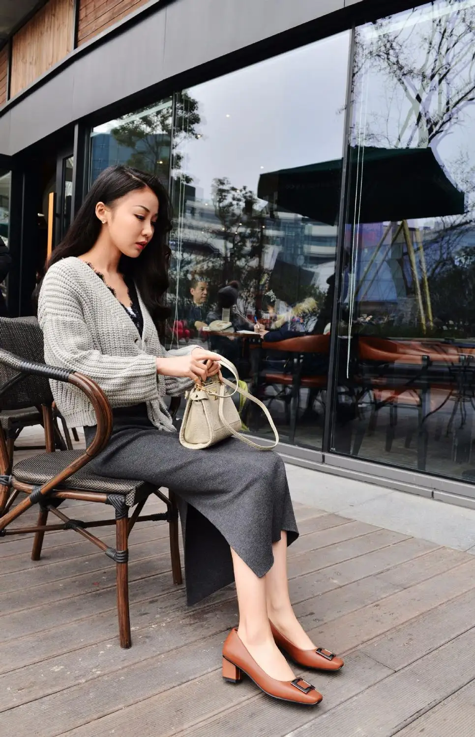 nueva moda salvaje boca baja zapatos pertimales zapatos de mujer de talla grande cabeza cuadrada con zapatos Casuales