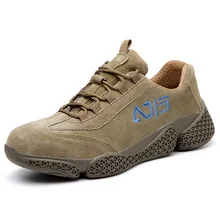 Дышащая кожаная защитная обувь с противоскользящим стальным носком, стальная подошва, устойчивая к прокалыванию, европейская стандартная сварочная Рабочая обувь