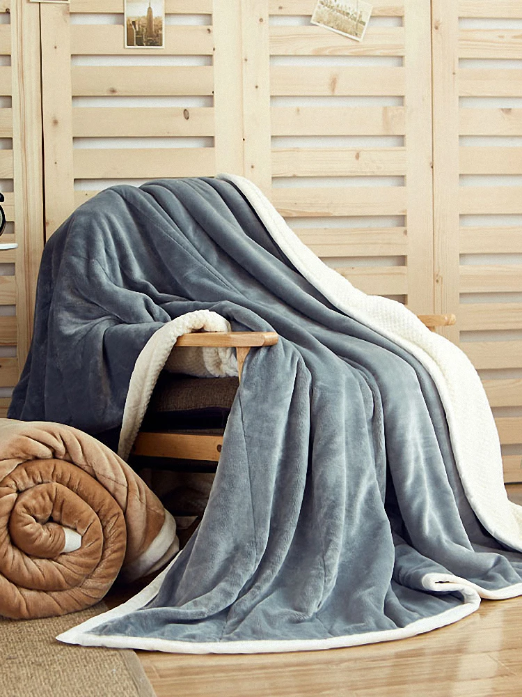 

Nordic Flannel Thick Double Layer Winter Coral Fleece Blanket Quilt Single Office Lunch Break Lamb Fleece Blanket