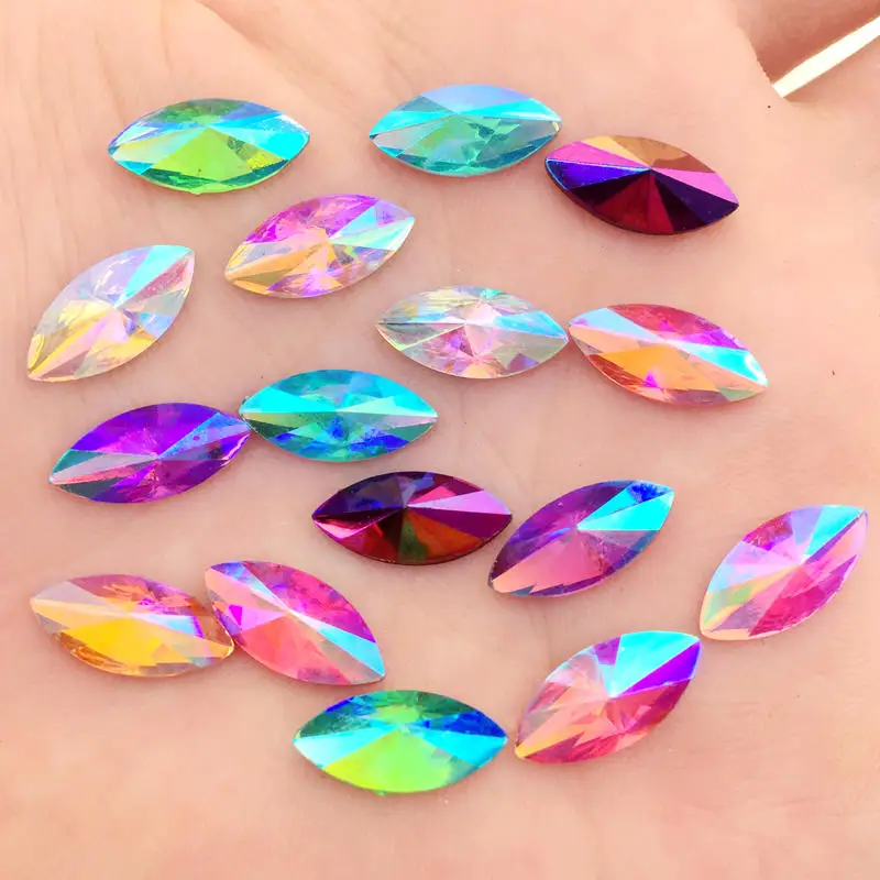 

Clear AB Crystal Horse eye Shape Resin Rhinestone Nail art 300Pcs Flat Back tip Faceted Decorative Clothing accessories strass