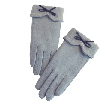 

Winter Women Elegant Full Finger Gloves Thicken Warm Wool Cute Cycling Mittens Gloves Female Touch Screen Driving Glove