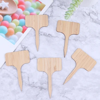 

50Pcs T-Type Bamboo Plant Labels Eco-Friendly Wooden Plant Sign Tags Garden Markers For Flowers Vegetables Tools