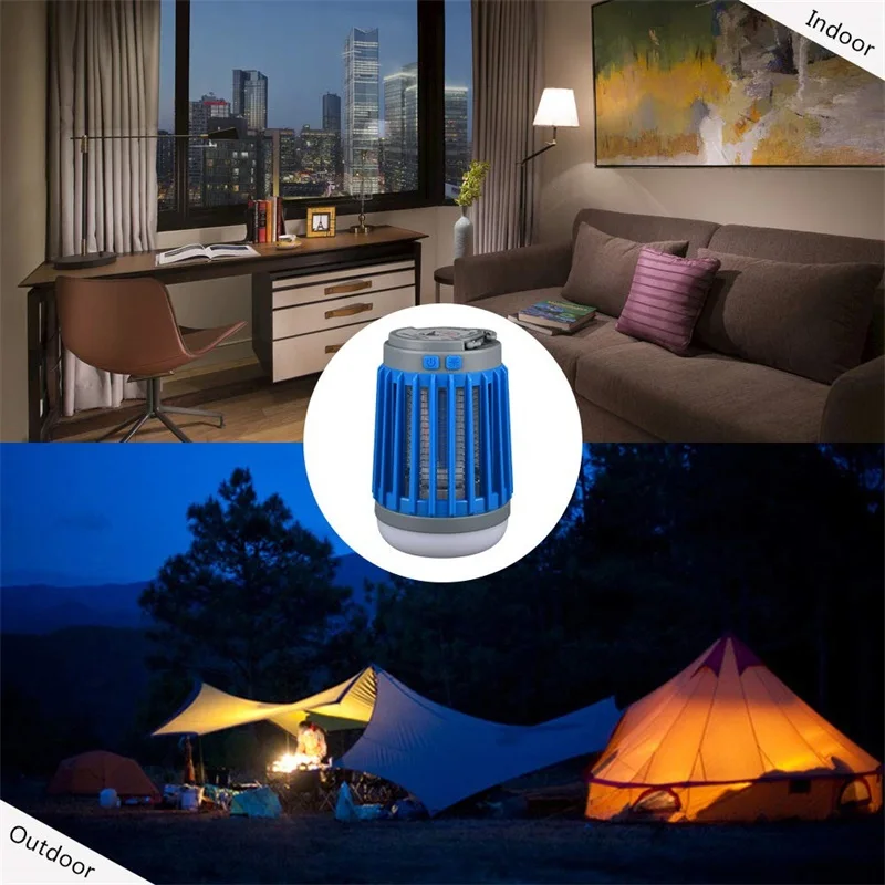 Portable Mosquito Fly Killer Camp Lamp IP67 Waterproof LED Tent Light Mosquito Trap Lamp Bug Zapper Outdoor Camping Lantern