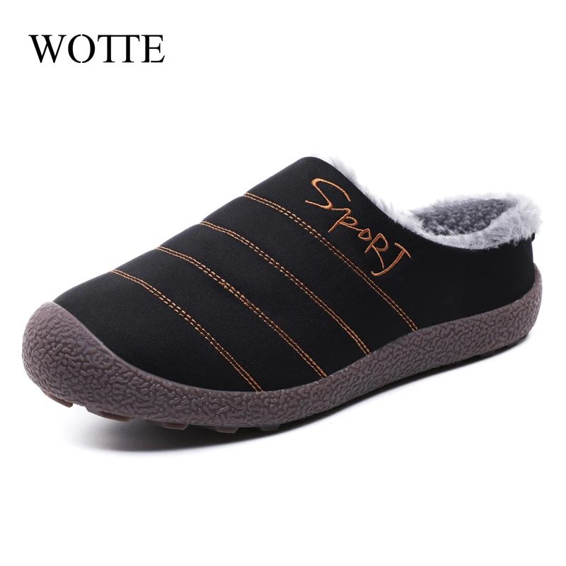 Waterproof Men Slippers Winter Push Velvet Slippers Non-slip Cotton Warm Shoes Indoor Outdoor Casual  Shoes тапочки мужские