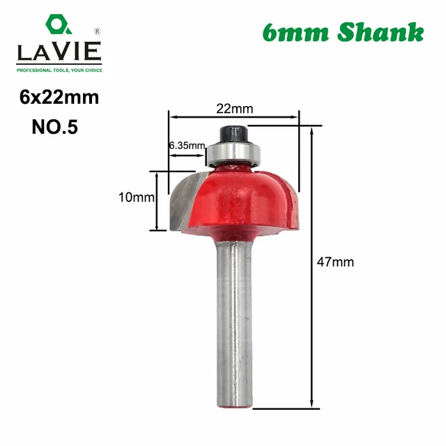 1pc 6mm Shank Router Bit Straight T Bit V Flush Trimming Cleaning Round Corner Cove Box Bits Milling Cutter for Wood MC06010 NO.5