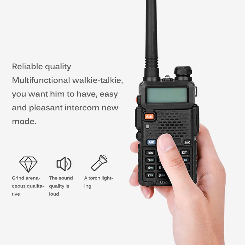 

LED Walkie Talkie 50km UV-5R Dual Band Two Way Radio Communicator USB Charging Walkie-Talkie Two-Way Radio Station Transceiver