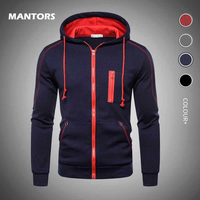 

Men's Zipper Sweatshirt Spring Autumn Solid Hoodies Casual Men Hooded Cardigan Streetwear Hip Hop Sweatshirts Coat Sports Hoodie