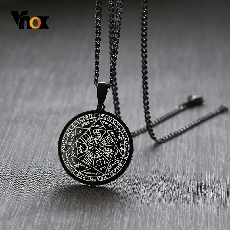 Vnox Men 7 Archangels Sigil Charm ожерелье талисман магический Пентакль амулет на удачу