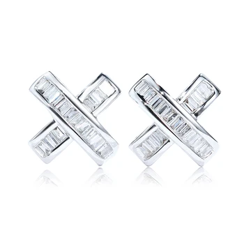 

EDI X Shape Stud Earrings 14K White Gold Rose Gold Yellow Gold Natural Diamond Earrings For Women