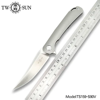 

TWOSUN S90V folding Pocket Knife tactical Knife camping hunting Knife outdoor tool TC4 Titanium EDC Ball Bearing Flipper TS159