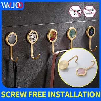 

colorful coat hook wall mount brass toilet robe hooks bathroom originality towel hooks screw free installation home accessories