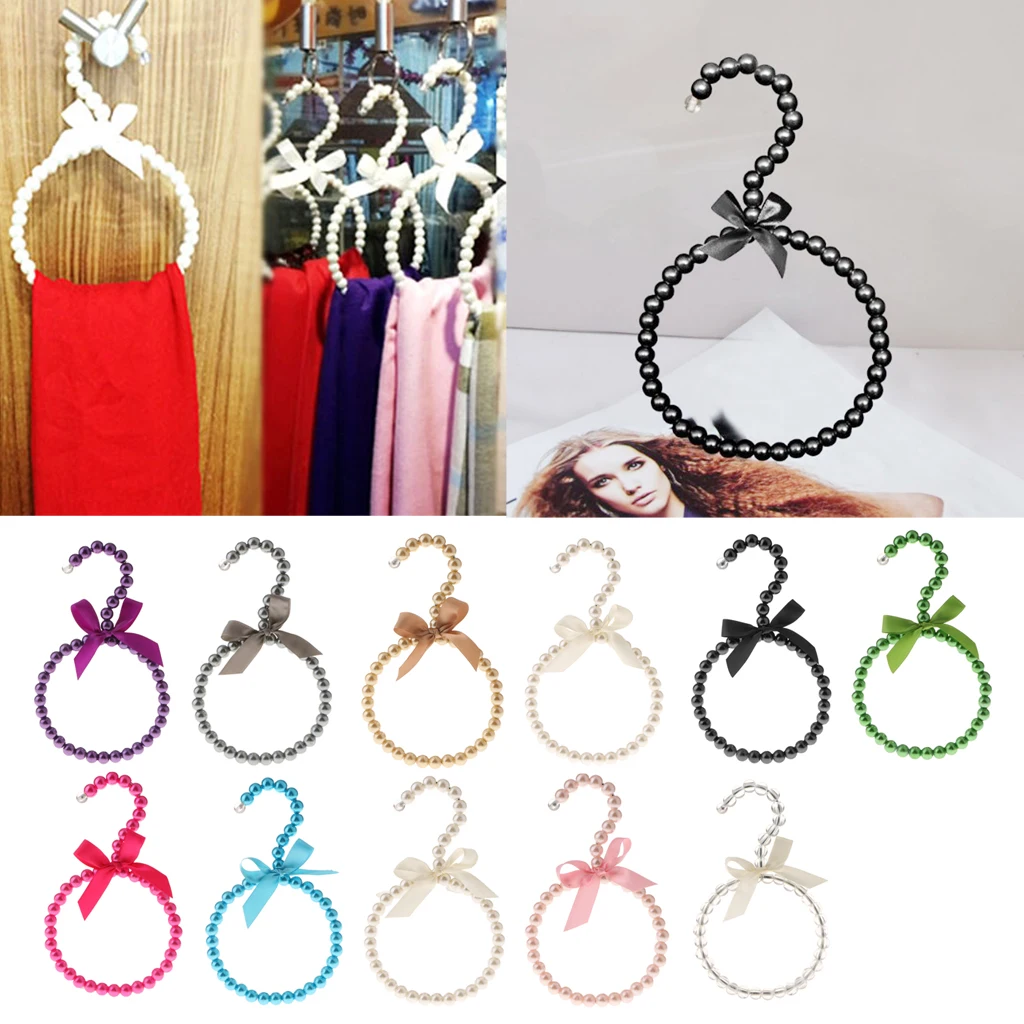 Pearl Beaded Metal Scarf Hanger Socks Silk Stockings Hanger Holder Clothes Coat Hanger Holder Dress Skirts Hanger Holder