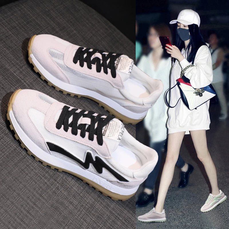 Women Fashion Sneakers  Light Trend Board Shoes Women Casual Shoes Summer Populat Mesh Flat Shoes Hot Sale Vulcanize Shoes Women