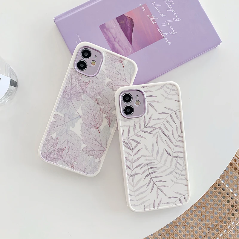 Чехол для телефона iphone 13 12 pro max X XS XR 7 8 Plus 11 с покрытием в виде листьев дерева