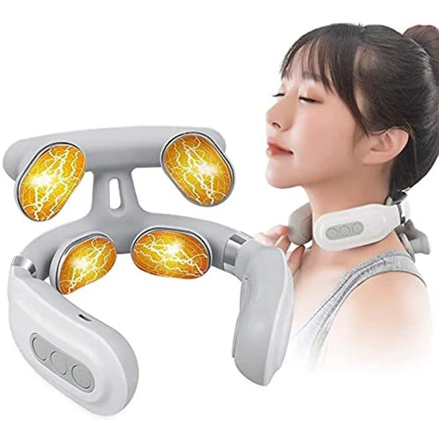 4 Heads Smart Electric Pulse Neck Massager With Heat - Temu