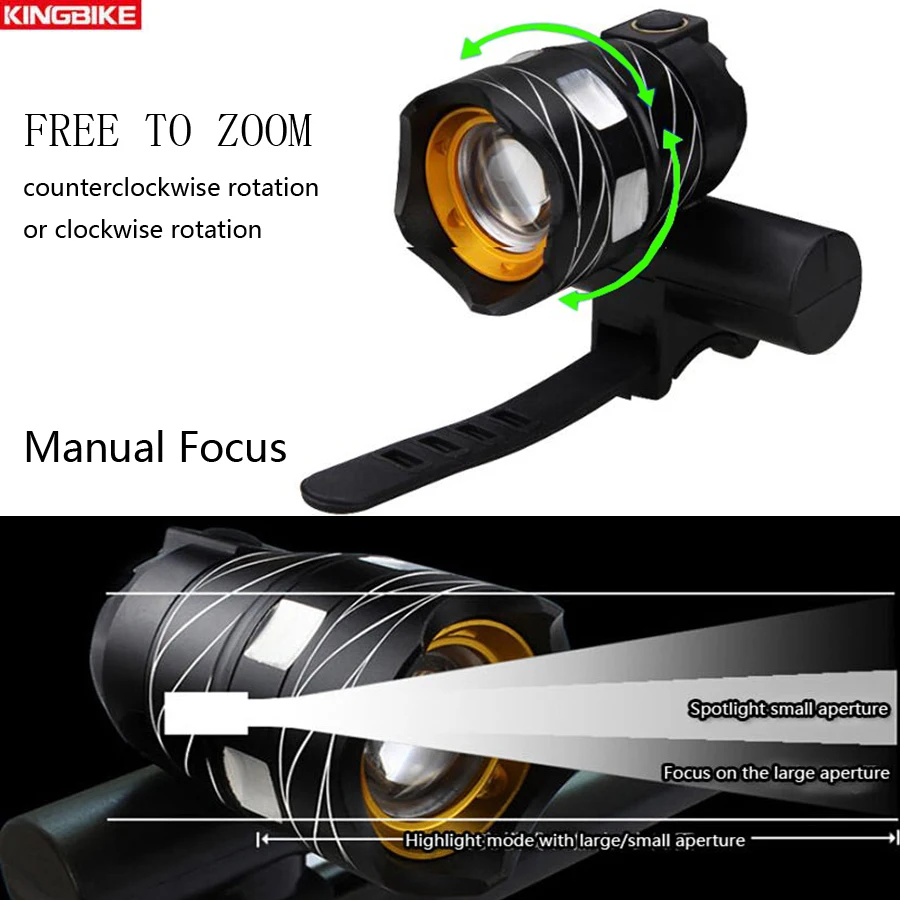 Top Basecamp 15000LM Free Zoom Waterproof T6 LED Bicycle Light Bike Front Lamp Torch Headlight with USB Rechargeable Cycling light 3