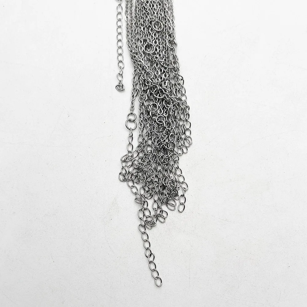 fashion 45cm+5cm  2MM jewelry stainless steel cords chain Necklace necklace lanyard charm pendant clasp lobster clasp 100pcs/lot