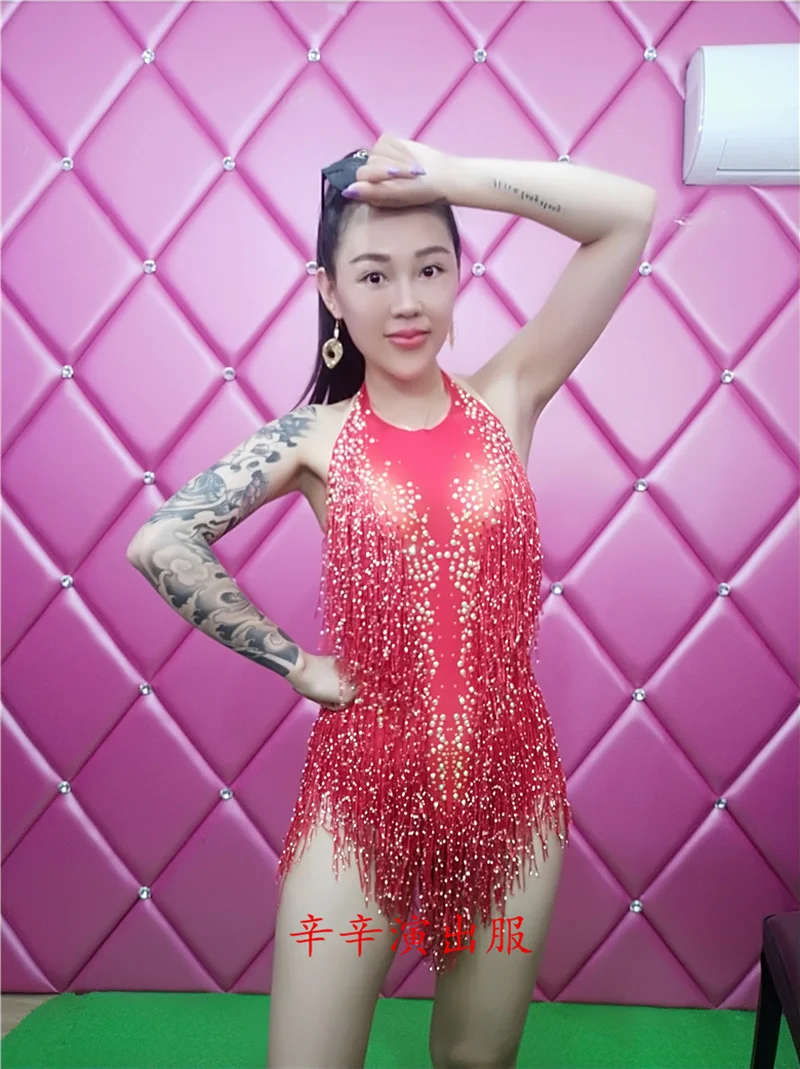 Nightclub Modern Female Song Catwalk Show Dj Gogo Sexy Tassels One-piece Dance Stage Costumes Rave Outfit Performance Costume |