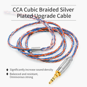

Cable de repuesto mejorado plateado de 3,5mm a MMCX, 0,75mm, 2 pines y 8 nucleos para auriculares KZ ZST ZS10 Pro CCA C10