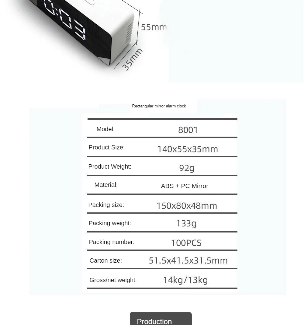 Hot Selling Multi-functional Mirror LED Digital Clock Mirror Image Alarm Clock Multi-functional Smartphone Charging