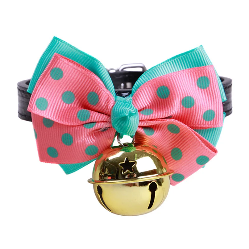 Pet Dogs Collars Retractable Puppy Collars With Bell Christmas Gift Cat Collar Breakaway Double Layer Bowknots Collars - Цвет: 26