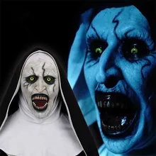 공포 마스크 코스프레 valak 무서운 라텍스 마스크 headscarf 전체 얼굴 헬멧 할로윈 파티 소품 2019 드롭 배송(China)