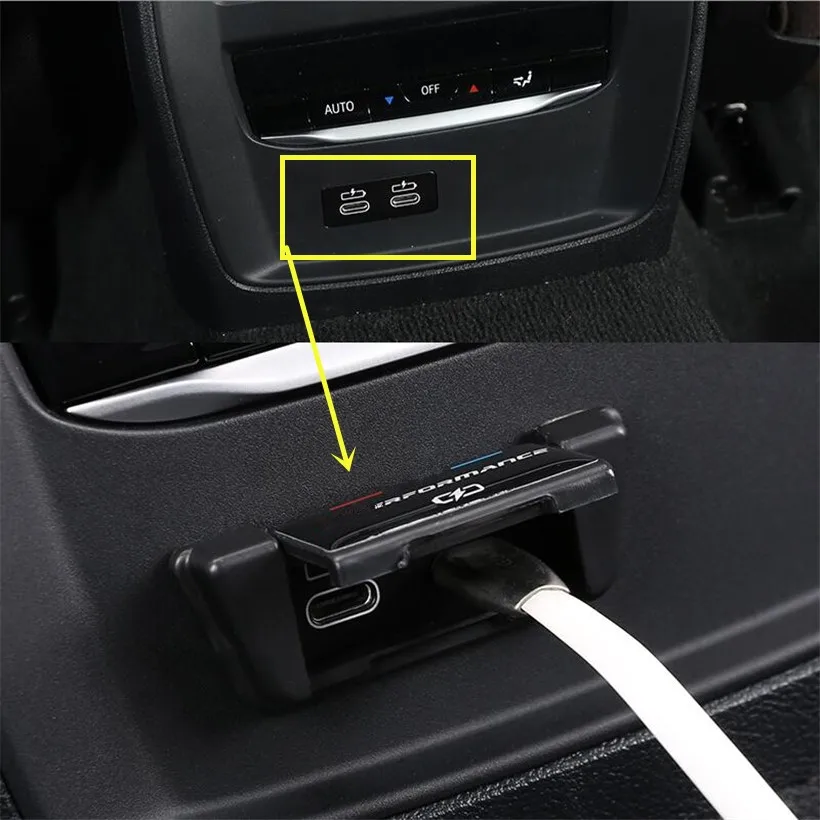 Car USB charging interface decorate cap cover For BMW 3 series G20 G28 2019++ rear seat Type-c port for phone protection sticker