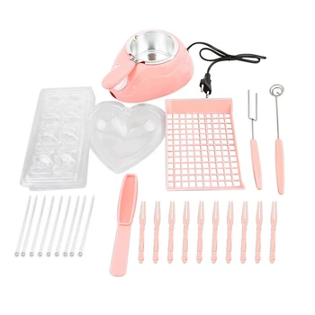 

Chocolate Melting Warming Fondue Set Electric Melt Warmer Machine for Melts Chocolate Candy Butter Cheese Caramel Pink