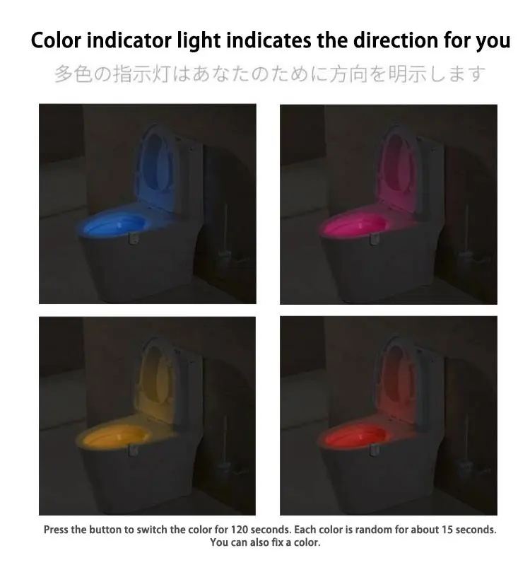 Smart PIR Motion Sensor Toilet Seat Night Light 8 Colors Waterproof Backlight For Toilet Bowl LED Luminaria Lamp WC Toilet Light