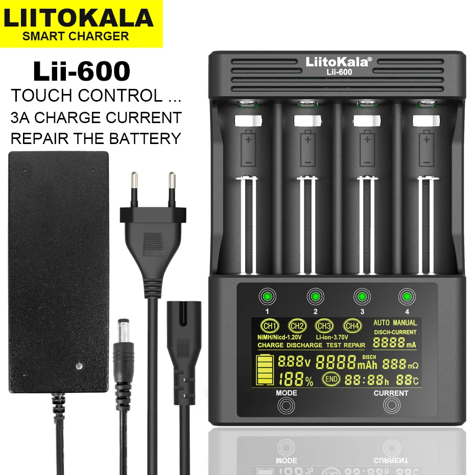 Liitokala Lii-600 Lii-S8 Lii-500 Lii-PD4 Lii-500S LCD 3.7V 18650 18350 18500 21700 14500 26650 AA NiMH Litio-Batteria del Caricatore