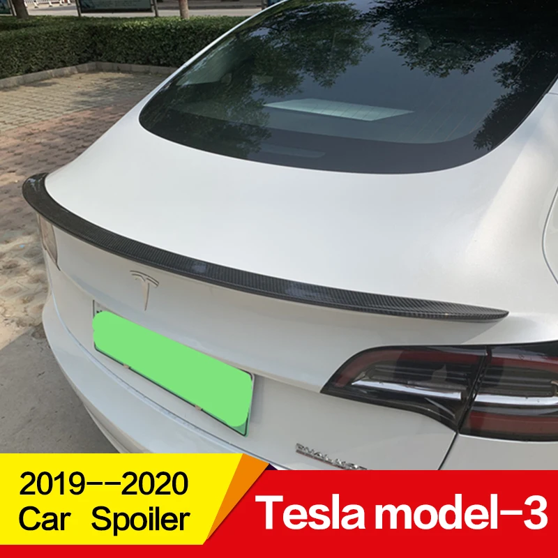 Использовать для Tesla модель 3 спойлер 20 лет Глянцевая углеродное волокно заднее крыло p стиль спойлер, аксессуары
