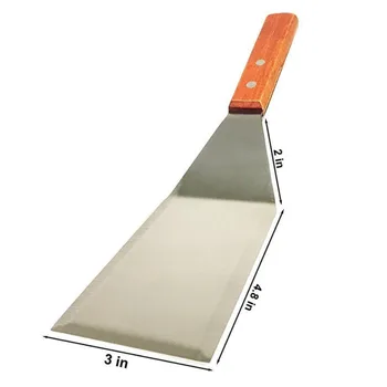 

5Pcs/set Stainless Steel Spatula with Wood Handle Grill Griddle Salad Scraper Chopper BBQ Baking Cooking Tools Utensils Kitchen