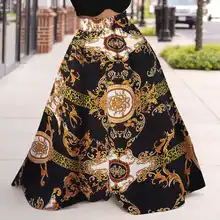 

2022 VONDA Vintage Printed Pleated Party Long Maxi Skirt Women Casual Elastic Waist Skirt With Pockets Femininas Baggy Skirts