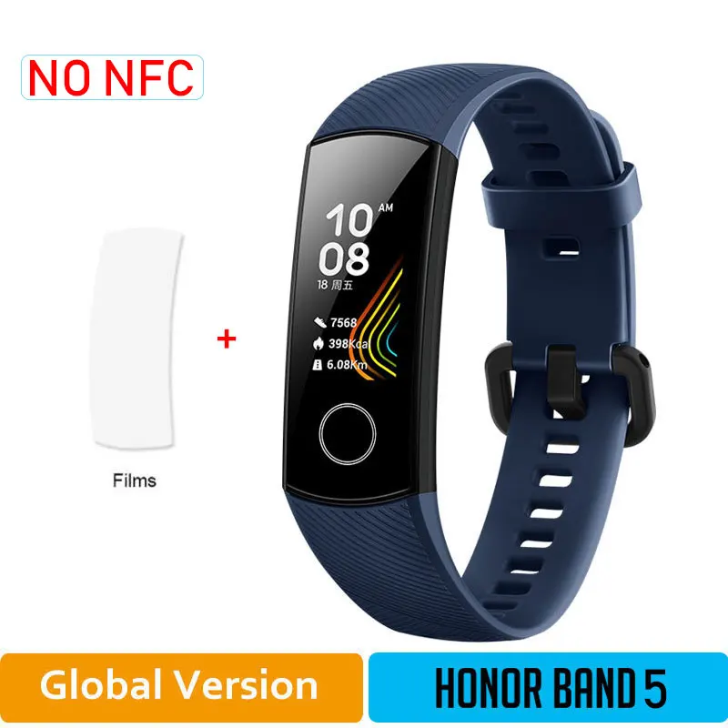 BlueGlobal5 add F Глобальная версия HONOR Band 5 Смарт-браслет Оксиметр крови кислород несколько циферблатов сердечного ритма фитнес-трекер сна шагомер NFC - Цвет: BlueGlobal5 add F