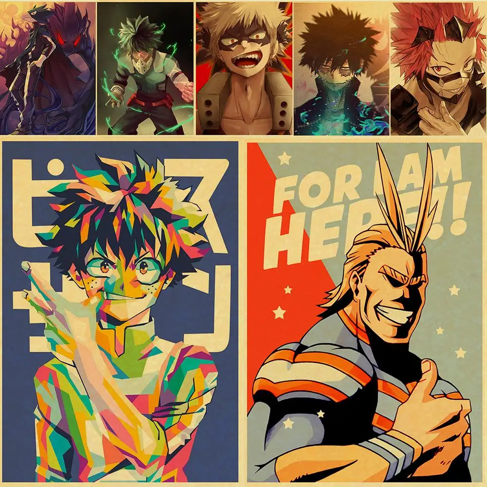 Janpnese Anime My Hero Academia Retro Poster Vintage poster Wall Decor For Home/ bar/ room