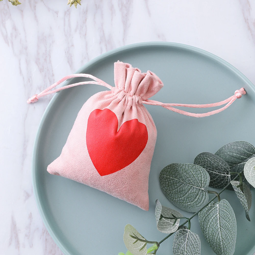 100 Pink Flannel Jewelry Drawstring Bags Gift Packaging Velvet Storage Pouches Wedding Party Decoration Organizer Personalized