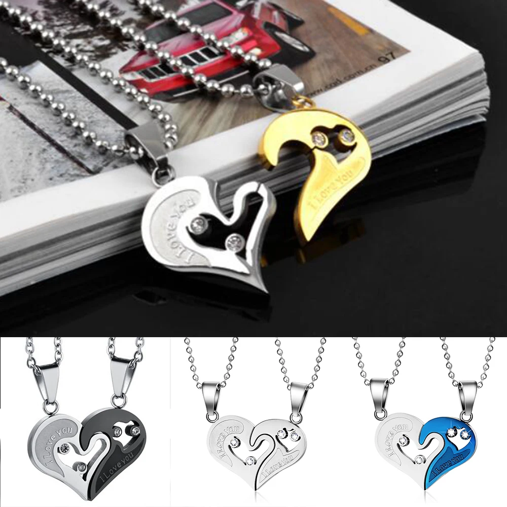 4 стиля сердца пара ожерелье s для влюбленных I Love You 1/2 романтическое Ожерелье Подвеска из нержавеющей стали парная подвеска на ожерелье