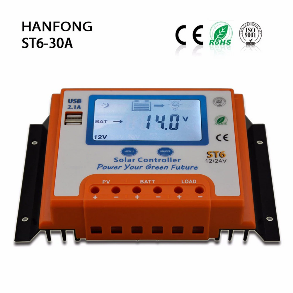 

ST6 60A 12v/24v Solar Automatic Switching Inverter Controller Dual USB Panel PV Regulator Dropship