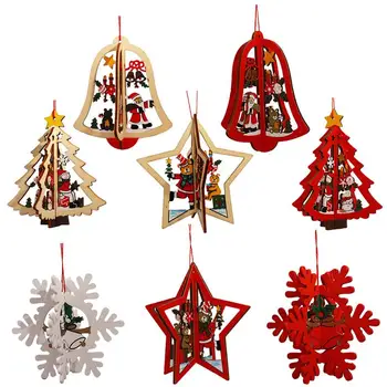 

8 Pcs Lanyard Design Pendants Christmas Tree Hanging Ornament Festive Wooden Pendants Lovely Party Supplies