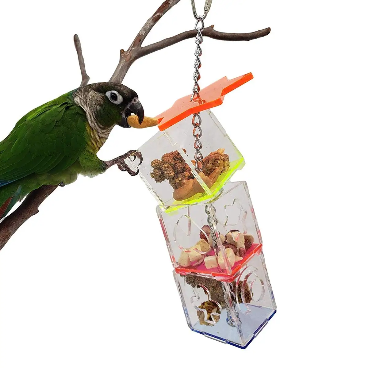 

Bird Foraging Toy Acrylic Multi-Layer Feeder Box Parrot Climbing Bite for Parakeet Macaw Conure Cockatiel Lovebird Finch