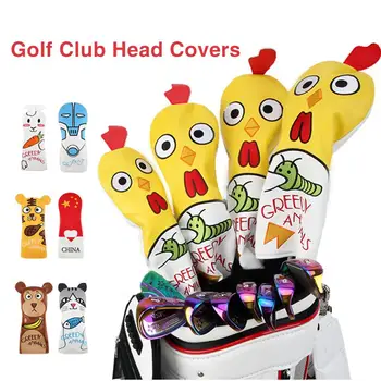 

Golf Club Headcover Lovely Cartoon Golf Driver Head Cover Cartoon Animal #1 #3 #5 #7 Woods PU Leather HeadCover Dustproof Covers